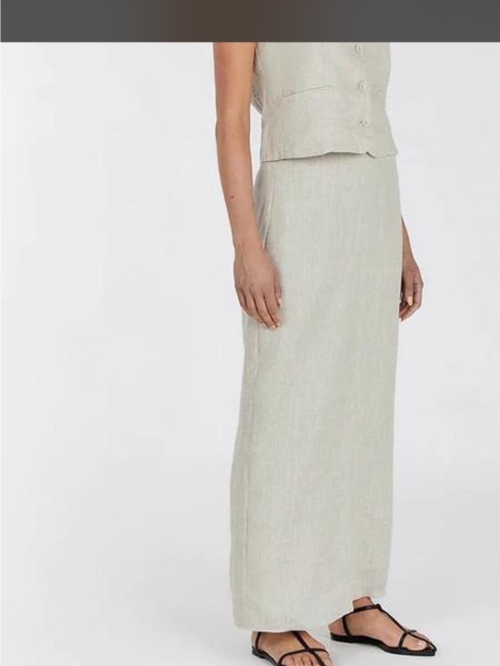 DISSH Light Beige Linen Maxi Skirt